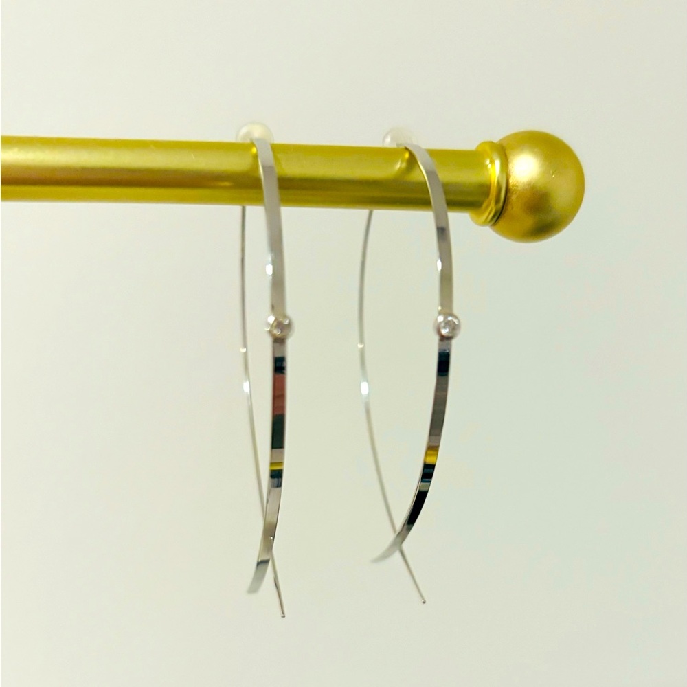 Lana White Gold Upside Down Hoop Earrings With Diamonds